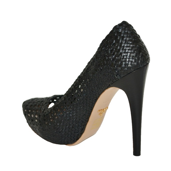 New Authentic Prada Woven Leather Platform Pumps Shoes - Picture 4 of 8